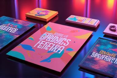 Graphic design project example 1: Marketing collateral mockup for a music festival.
